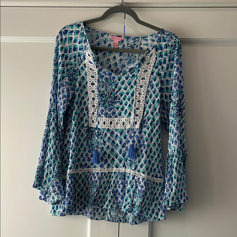 Lilly Pulitzer Blue and Green Pattered tunic top